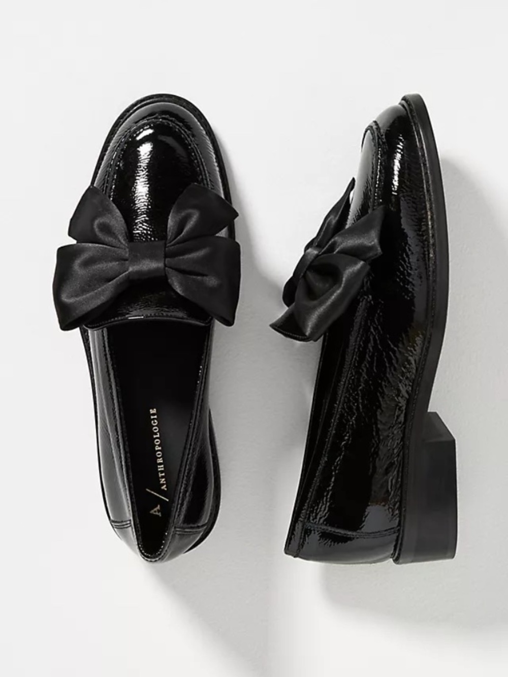 ANTHROPOLOGIE JILL PATIENT BLACK  HIGH STEPIN LOAFERS